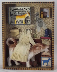 Goat Lady, mixed media assemblage art